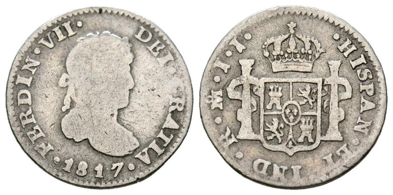 FERNANDO VII (1808-1833). 1/2 Real. (Ar. 1,53g/16mm). 1817. México JJ. (Cal-2019...