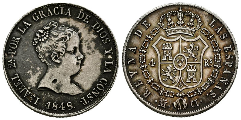 ISABEL II (1833-1868). 4 Reales. (Ar. 5,24g/23mm). 1848. Madrid CL. (Cal-2019-45...