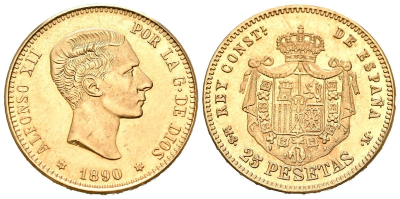 ALFONSO XII (1874-1885). 25 Pesetas. (Au. 7,94g/24mm). 1890. Moneda fantasía de ...