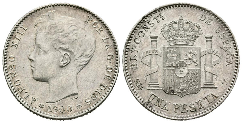 ALFONSO XIII (1885-1931). 1 Peseta. (Ar. 5,01g/23mm). 1900 *19-00. Madrid SMV. (...