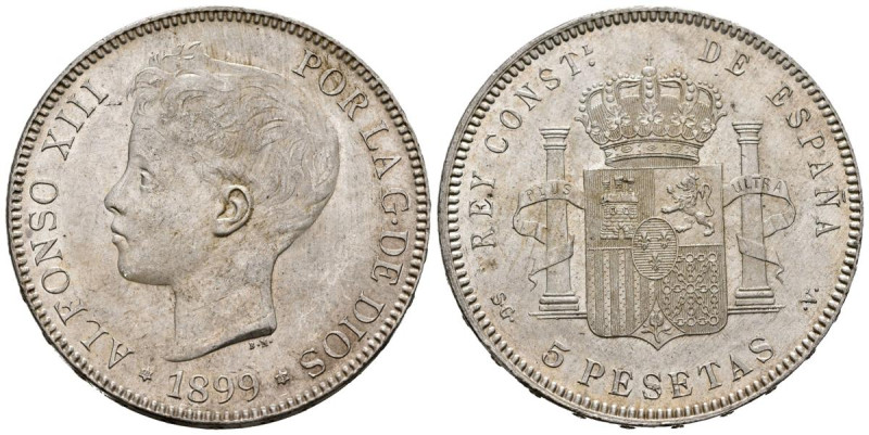 ALFONSO XIII (1885-1931). 5 Pesetas. (Ar. 25,13g/37mm). 1899 *18-99. Madrid SGV....