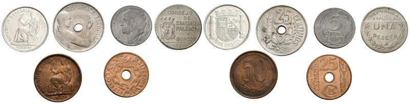 II REPÚBLICA (1931-1939). Precioso conjunto formado por 6 monedas de diferentes ...