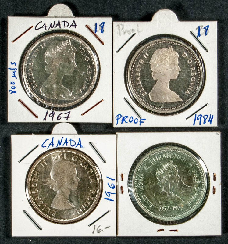 CANADÁ. Conjunto de 4 monedas de 1 Dollar con diferente temática y acuñados entr...