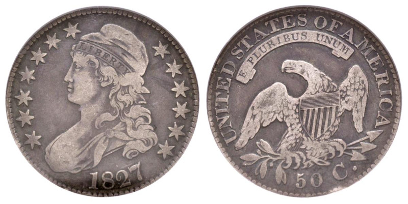 ESTADOS UNIDOS. 1/2 Dollar. (Ar. 13,48g/33mm)*. 1827. Philadelphia. (Km#37). Enc...