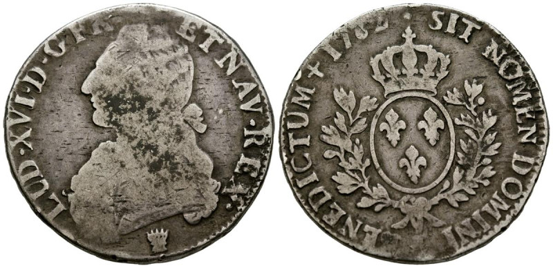 FRANCIA, Luis XVI. Ecu. (Ar. 28,72g/41mm). 1782. Limoges I. (Km#564.7). BC/BC+.