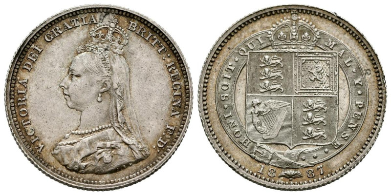 GRAN BRETAÑA. 1 Shilling. (Ar. 5,65g/24mm). 1887. Reina Victoria. (km#761). EBC....