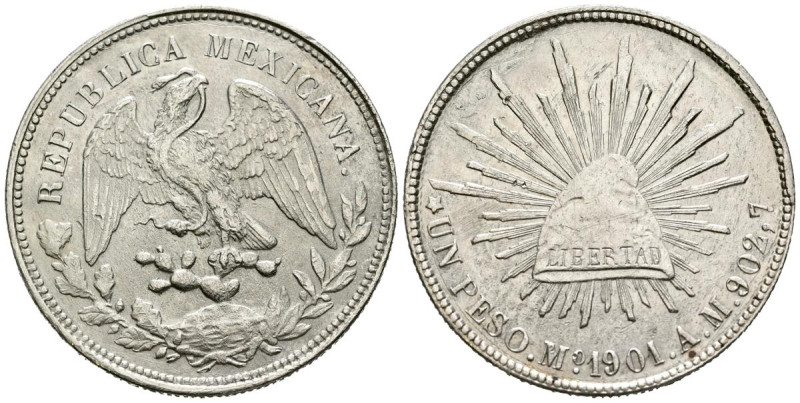 MÉXICO. 1 Peso. (Ar. 26,60g/39mm). 1901. México AM. (Km#409.2). EBC-.