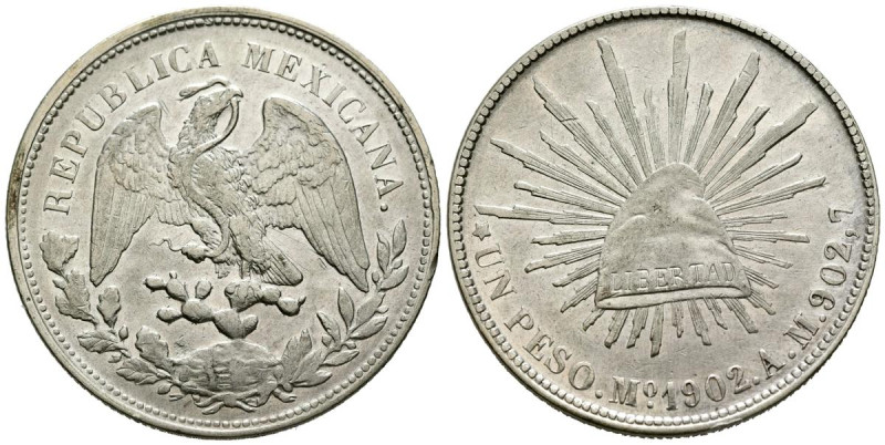 MÉXICO. 1 Peso. (Ar. 26,86g/39mm). 1902. México AM. (Km#409.2). EBC.