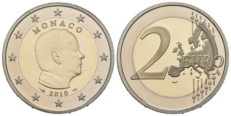 MÓNACO. Moneda de 2 Euros del año 2010. Presentada en estuche oficial con certif...