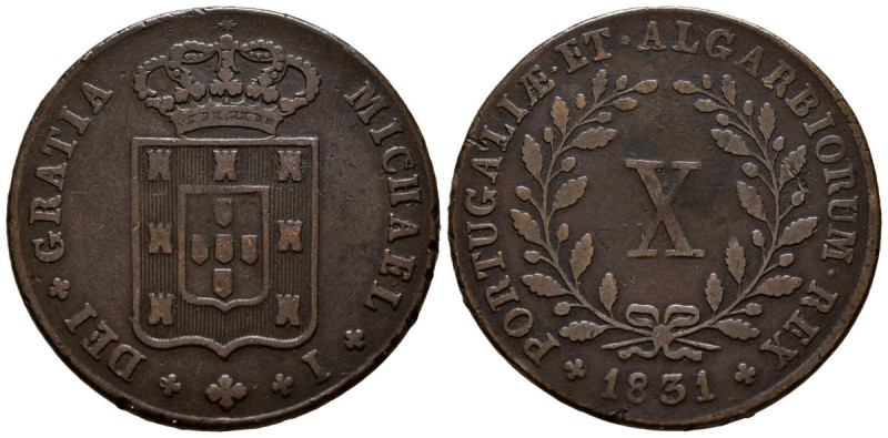 PORTUGAL, Miguel I. X Reis. (Ae. 24,85g/37mm). 1831. (Gomes 02.04). MBC.