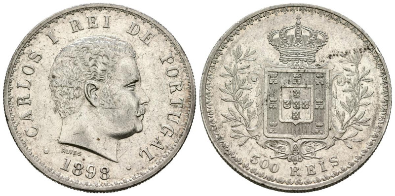 PORTUGAL, Carlos I. 500 Reis. (Ar. 12,38g/31mm). 1898. (Gomes 11.12). MBC+.