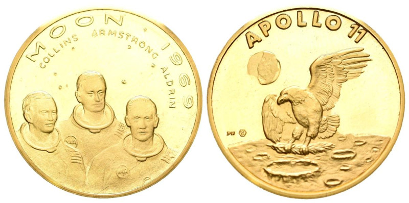 ESPAÑA. Serie Apollo 11 (Au. 7,05g/24mm). 1969. Acuñaciones Españolas. Incluye e...