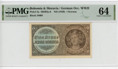 Bohemia & Moravia 1 Koruna 1940 (ND)
P# 3a, N# 207301; # D009