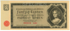 Bohemia & Moravia 50 Korun 1940 Specimen
P# 5s, N# 232620; # 623315 A 01; AUNC