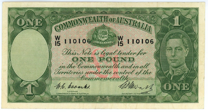 Australia 1 Pound 1949 - 1951 (ND)
P# 26, N# 202348; # W15 110106; XF-