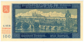 Bohemia & Moravia 100 Korun 1940 Specimen
P# 6s, N# 204545; # S. 05 B 359936; UNC