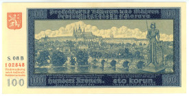 Bohemia & Moravia 100 Korun 1940 Specimen
P# 6s, N# 204545; # 08B 102848; UNC