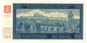Bohemia & Moravia 100 Korun 1940
P# 7a, N# 204546; # 03Gb 102670; XF