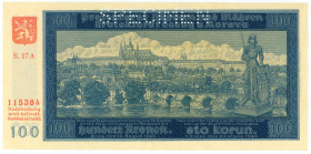 Bohemia & Moravia 100 Korun 1940 Specimen
P# 7s, N# 204546; # S. 17A 115384; UNC