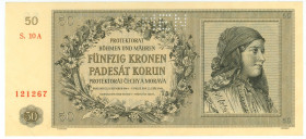 Bohemia & Moravia 50 Korun 1944 Specimen
P# 10s, N# 239611; # S. 10A 121267; AUNC-
