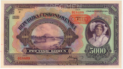 Bohemia & Moravia 5000 Korun 1943 Specimen
P# 16s, N# 277702; # C 018409; AUNC