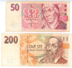 Czech Republic 50 - 200 Korun 1997 - 1998
P# 17, 19, VF