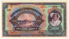 Czechoslovakia 5000 Korun 1920 Specimen
P# 19s, N# 285406; # B 049711; AUNC-