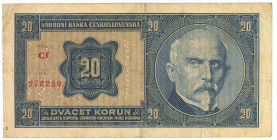 Czechoslovakia 20 Korun 1926
P# 21a, # CF 278259; F-VF