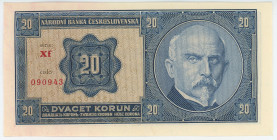 Czechoslovakia 20 Korun 1926
P# 21b, N# 222207; # Xf 090943; XF+