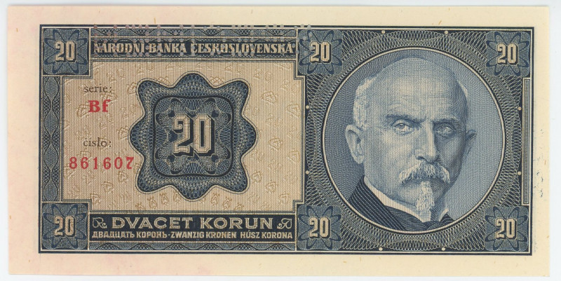 Czechoslovakia 20 Korun 1926 Specimen
P# 21s, N# 222207; # Bf 861607; AUNC