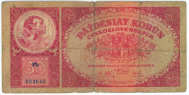 Czechoslovakia 50 Korun 1929
P# 22a, # Pb 083642; F-