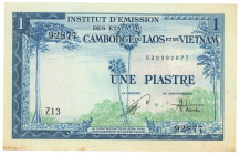 French Indochina 1 Piastre 1954 (ND)
P# 105, N# 208681; # Z13 92877; XF+
