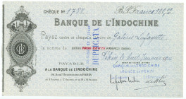 French Indochina Banque de l'Indochine Cheque for 50 Francs Beijing (Peking) Agency 1926
# 5238; Payable a Comptoir National d'Escompte de Paris; AUN...
