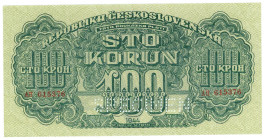 Czechoslovakia 100 Korun 1945 Specimen
P# 48s, N# 226578; # AH 615376; Perforated SPECIMEN; AUNC-