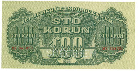 Czechoslovakia 100 Korun 1945 Specimen
P# 48s, N# 226578; # MX 348020; Perforated SPECIMEN; AUNC