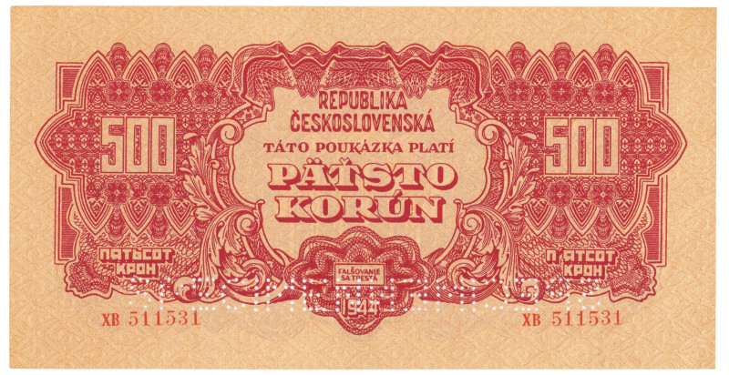 Czechoslovakia 500 Korun 1944 Specimen
P# 49s, N# 277698; # XB 511531; XF-