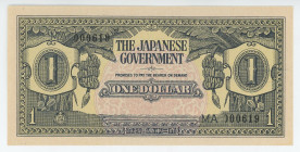 Malaya 1 Dollar 1944 (ND)
P# M5a, # 000619; UNC