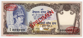Nepal 500 Rupees 1981 (ND) Specimen
P# 35as, N# 220530; 000000, #024; Red oval De la Rue seals; UNC
