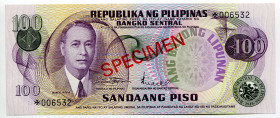 Philippines 100 Piso 1973 - 1978 (ND) Specimen
P# 157s2, N# 224441; # *006532; UNC