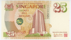 Singapore 25 Dollars 1996 Commemorative
P# 33, N# 283180; # 111727; 25th Anniversary of Monetary Authority, 1971-1990; In original folder; UNC