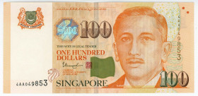Singapore 100 Dollars 2011 (ND)
P# 50d, N# 205540; # 4AA049853; UNC