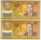 Singapore 2 x 50 Dollars 2017 With Consecutive Numbers
P# 62, N# 228307; # 50AD373500 - 50AD373501; UNC