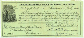Singapore Mercantile Bank of India Bill of Exchange for £166.9.5 1926
# 52273; Nice vignette to the left; XF