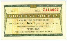 Czechoslovakia Tuzex 1 Koruna 1968
P# FX34, # 7414007; UNC