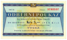 Czechoslovakia Tuzex 5 Korun 1967
P# FX35, # 3782537; UNC-