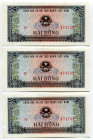 Vietnam 3 x 2 Dong 1980 (1981) With Consecutive Numbers
P# 85a, N# 208771; UNC
