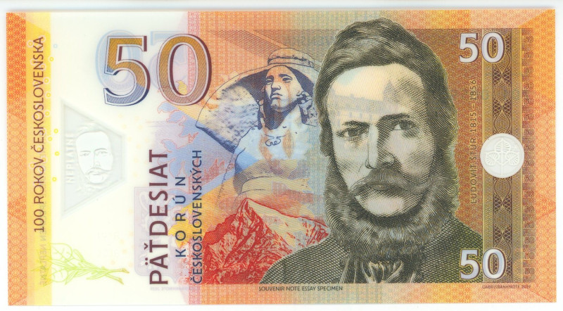 Czechoslovakia 50 Korun 2019 Specimen "Ľudovít Štúr"
# Z01 0059; Fantasy Bankno...