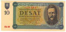 Slovakia 10 Korun 1943 Specimen
P# 6s, N# 232621; # Eh 28 242488; Perforated SPECIMEN; UNC