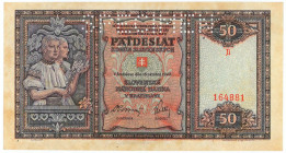 Slovakia 50 Korun 1940 Specimen
P# 9s, N# 213101; # Ji 164881; AUNC