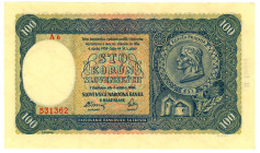 Slovakia 100 Korun 1940 Specimen
P# 11a, N# 224459; # A6 531362; UNC